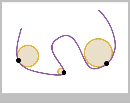 The kissing circle along the curve